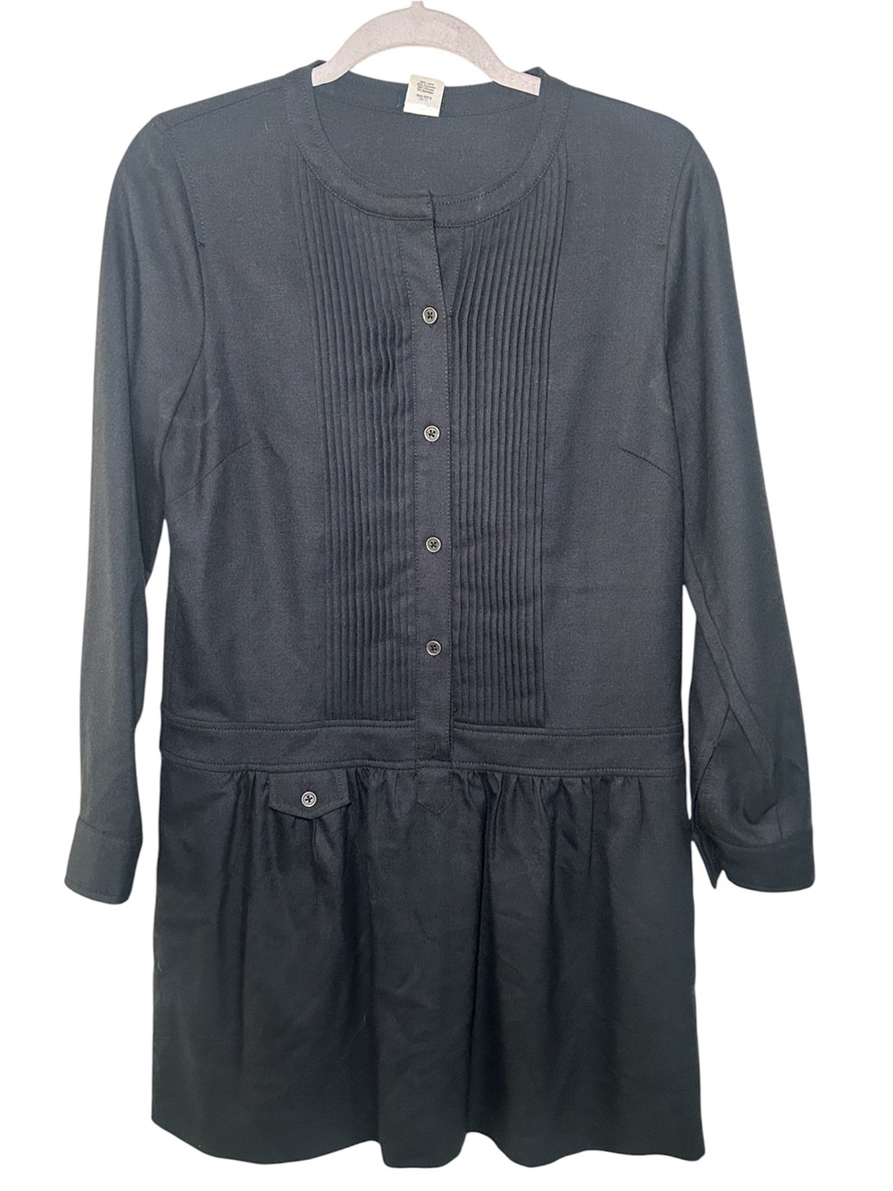 J Crew Womens Long Sleeve Black Pleated Front Wool Blend Dress Fall Casual 6